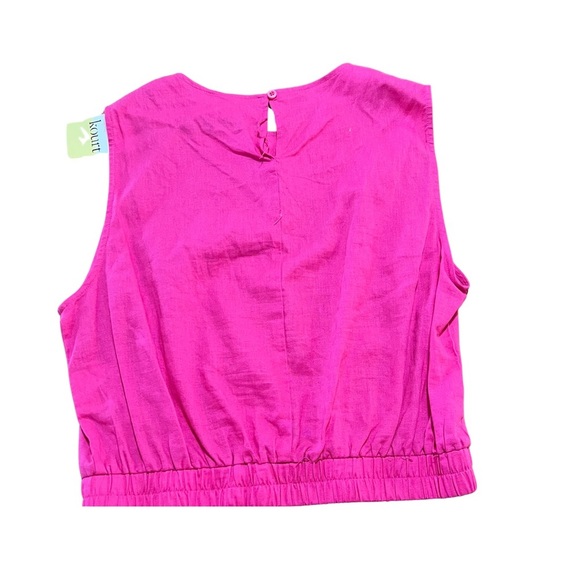 Kourt NWT Pink‎ Linen Sleeveless Crop Top Size Large Barbie Coastal Grandma - Picture 2 of 13